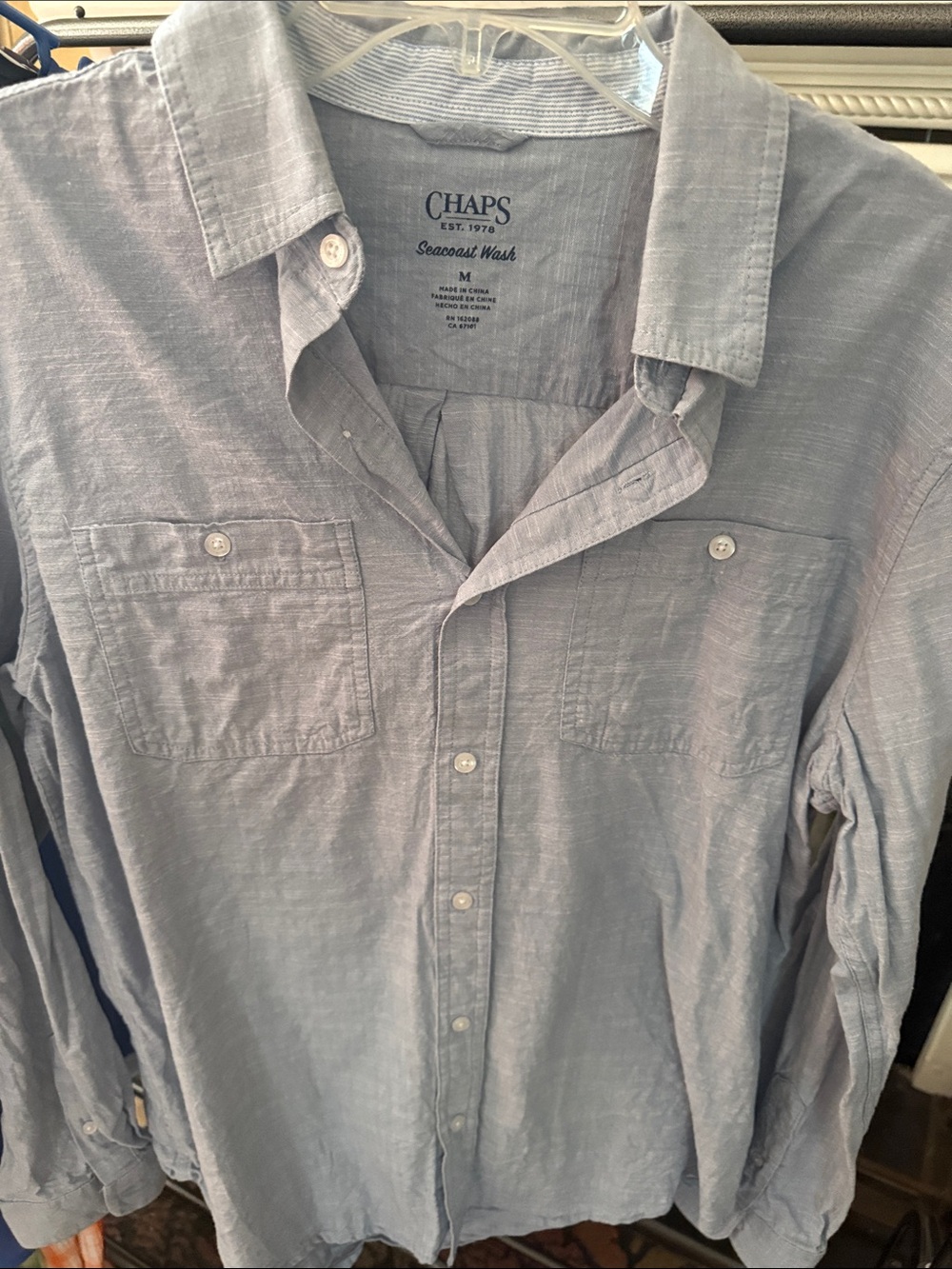 Chaps Men’s Light Blue Button-Down Casual Shirt 0074